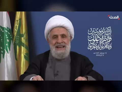 نعيم قاسم يخاطب النازحين ويبرر إطلاق الصواريخ كرد على الاعتداءات