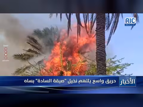 حريق يلتهم نخيل صيقة السادة بساه