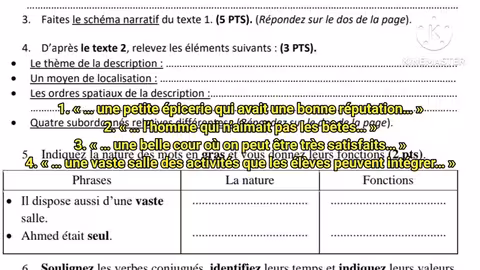 فرض امتحان اللغة الفرنسية: التيبولوجيا النصية - جدع مشترك