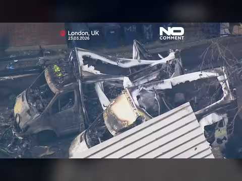 مشاهد جوية تظهر حرق متعمد لسيارات إسعاف يهودية في لندن