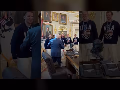 ترمب يستقبل منتخب الولايات المتحدة لهوكي الرجال في المكتب البيضاوي