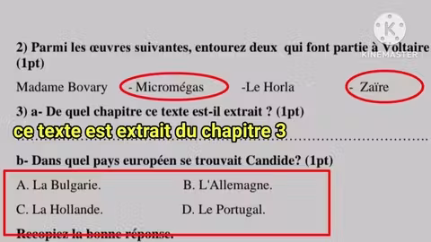 كونديد: تحليل نص الفرض الأول للدورة الأولى