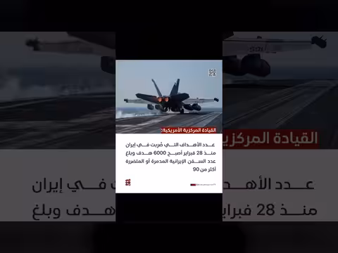 القيادة المركزية الأميركية: 60 هدف إيراني ضُرب منذ 28 فبراير