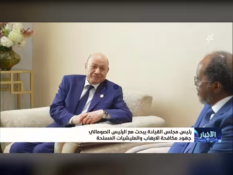 رئيس مجلس القيادة اليمني والpresidente الصومالي يناقشان مكافحة الإرهاب