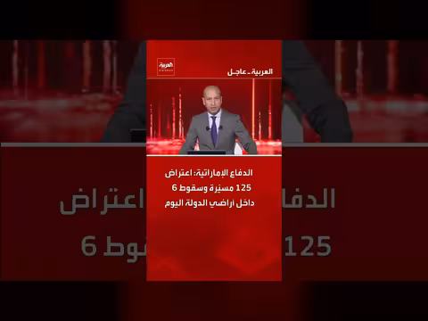 الدفاع الإماراتية تعترض 125 مسيّرة وسقوط 6 داخل الدولة