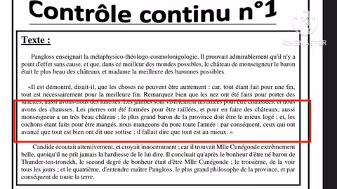 تحضير امتحان 2bac: كانديد أو التفاؤل