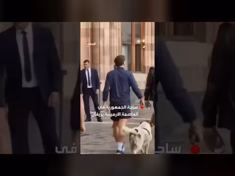 ماكرون يمارس الجري في شوارع يريفان