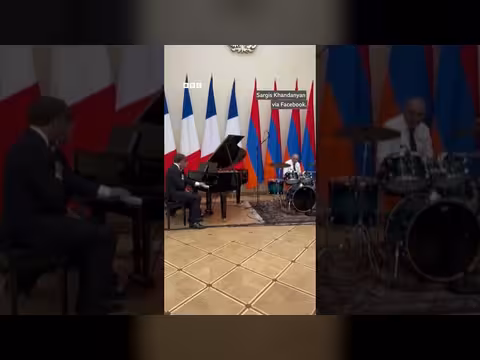 ماكرون يغني ورئيس أرمينيا يقرع الطبول