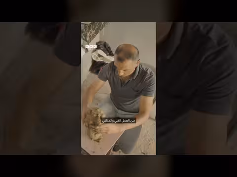 فنان غزة يصنع منحوتات من أنقاض الحرب