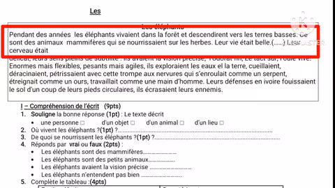 1ère année collège évaluation N3 deuxième semestre الفرض الثالثة الدورة التانية compréhension/langue