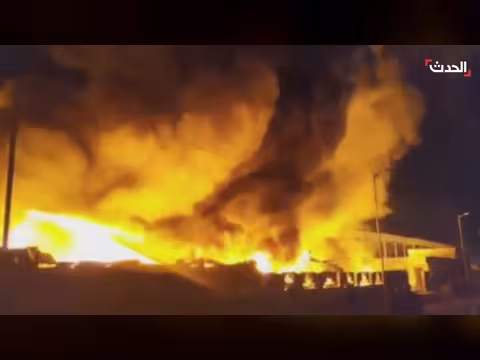 حريق هائل في مجمع صناعي بمدينة عبادان جنوب إيران