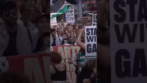 مظاهرة في نيويورك احتجاجاً على قتل الصحفيين الفلسطينيين