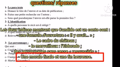 candide، 2bac أسئلة شاملة للرواية كاملة أختبر نفسك أسئلة وأجوبة التانية باكالوريا أحرار ورسميين