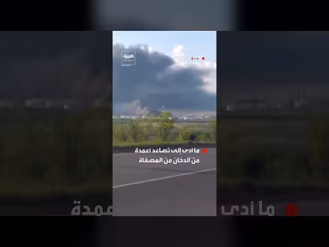 تصاعد أعمدة الدخان من مصفاة نفط روسية بعد هجوم أوكراني