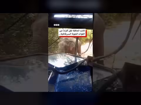 فيل يهاجم حافلة في سريلانكا