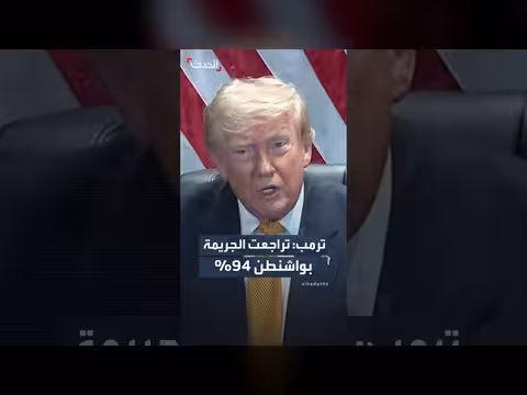 ترمب: واشنطن أكثر أمانًا والجريمة تراجعت 94%