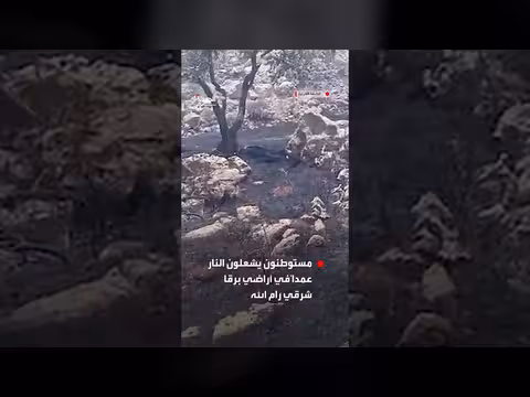مستوطنون يشعلون النار في أراضي برقا