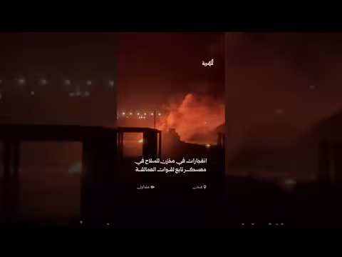 انفجارات في مخزن سلاح بمعسكر العمالقة