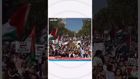 مسيرة حاشدة في برشلونة دعماً لفلسطين واحتجاجاً على الأحداث في غزة