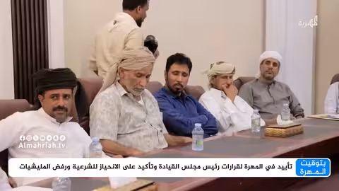 تأييد شعبي ورسمي في المهرة لقرارات العليمي ورفض التدخلات الخارجية