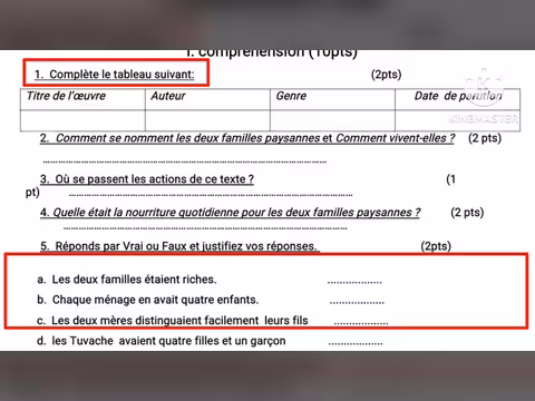 فرض الثالث الدورة التانية الثالثة إعدادي