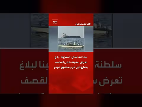 عُمان تستجيب لبلاغ قصف سفينة شحن بصاروخين قرب مضيق هرمز
