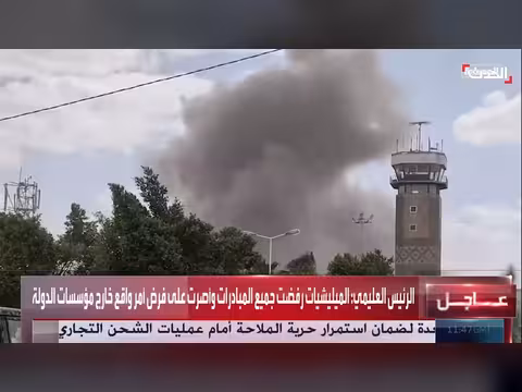 إعلام حوثي ينشر مشاهد قصف مطار صنعاء