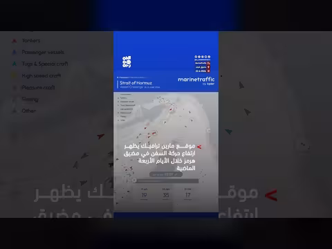 ارتفاع حركة السفن في مضيق هرمز