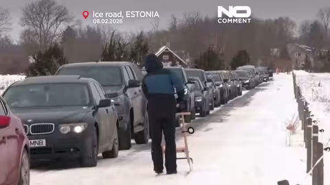 افتتاح طريق جليدي بين جزر إستونيا بسبب الجليد البحري